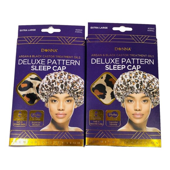 Deluxe Pattern Satin Sleep Cap Extra Large Hydraloc Argan Hair Care 2 Pack - Picture 1 of 5